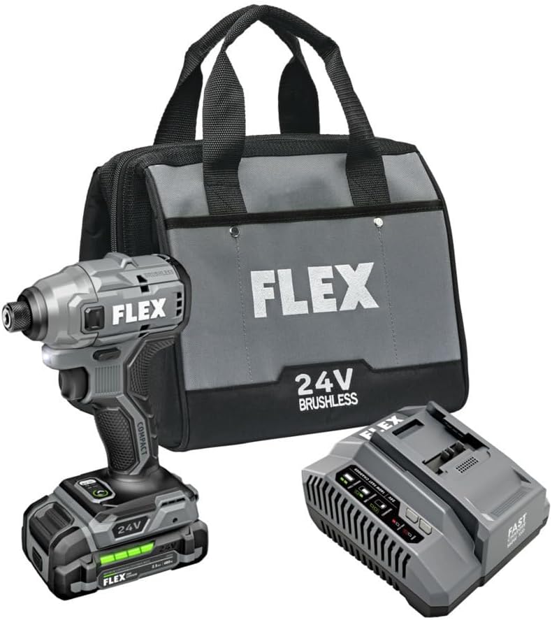 FLEX 24V Brushless Cordless 1/4-Inch Hex Compact Impact Driver Self-Tapping Screw Mode Kit with 2.5Ah Lithium Battery and 160W Fast Charger - FX1331-1A - Image 1