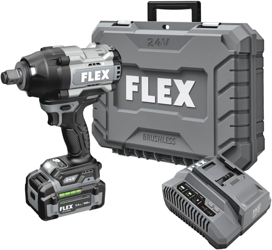 FLEX 24V Brushless Cordless 3/4-Inch 1,600 Ft-Lbs High Torque Impact Wrench Kit with 5.0Ah Lithium Battery and 160W Fast Charger - FX1472B-1C - Image 1