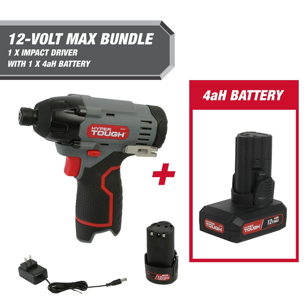 Hyper Tough 12-Volt Cordless Impact Driver Plus 4 Ah Battery - Image 1