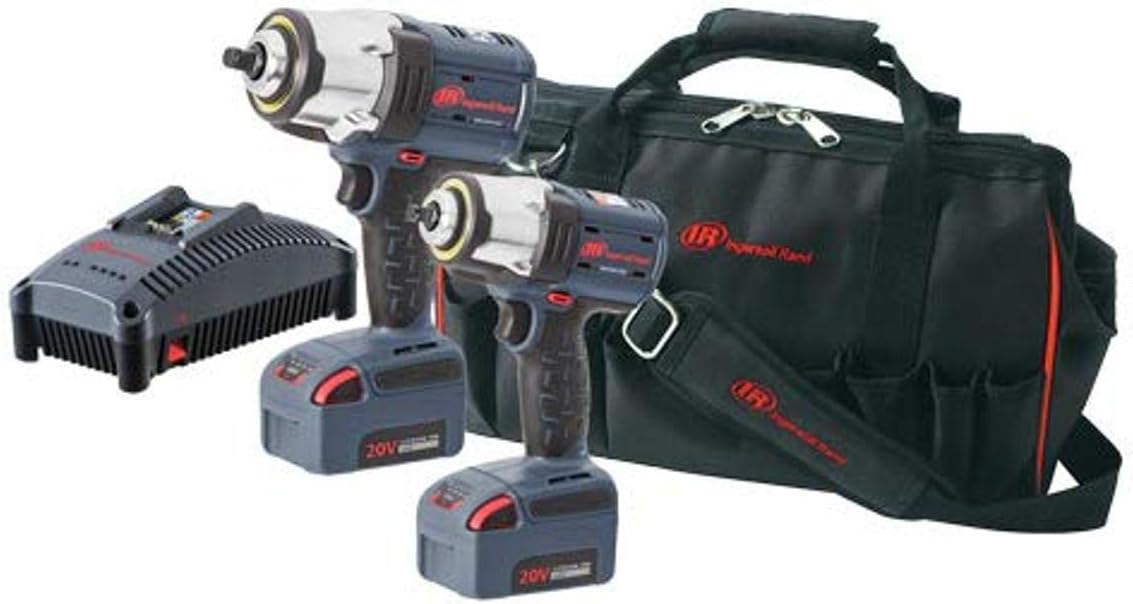 Ingersoll Rand IQV20-K201 Cordless Impact Wrench Combo Kit w/ W7152 1/2” High Torque Impact Wrench, W5133 3/8” Compact Impact Wrench, 2 Batteries, Universal Charger and Tool Bag - Image 1
