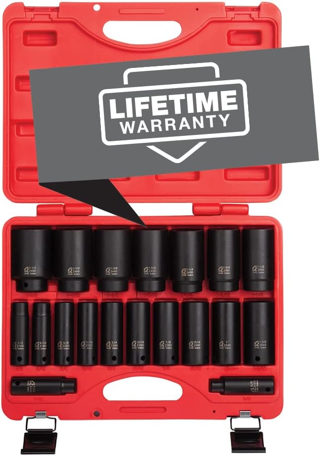 Sunex Tools 2641 19 PC. 1/2" Drive 3/8"-1-1/2" SAE Deep Impact Socket Set - Image 1