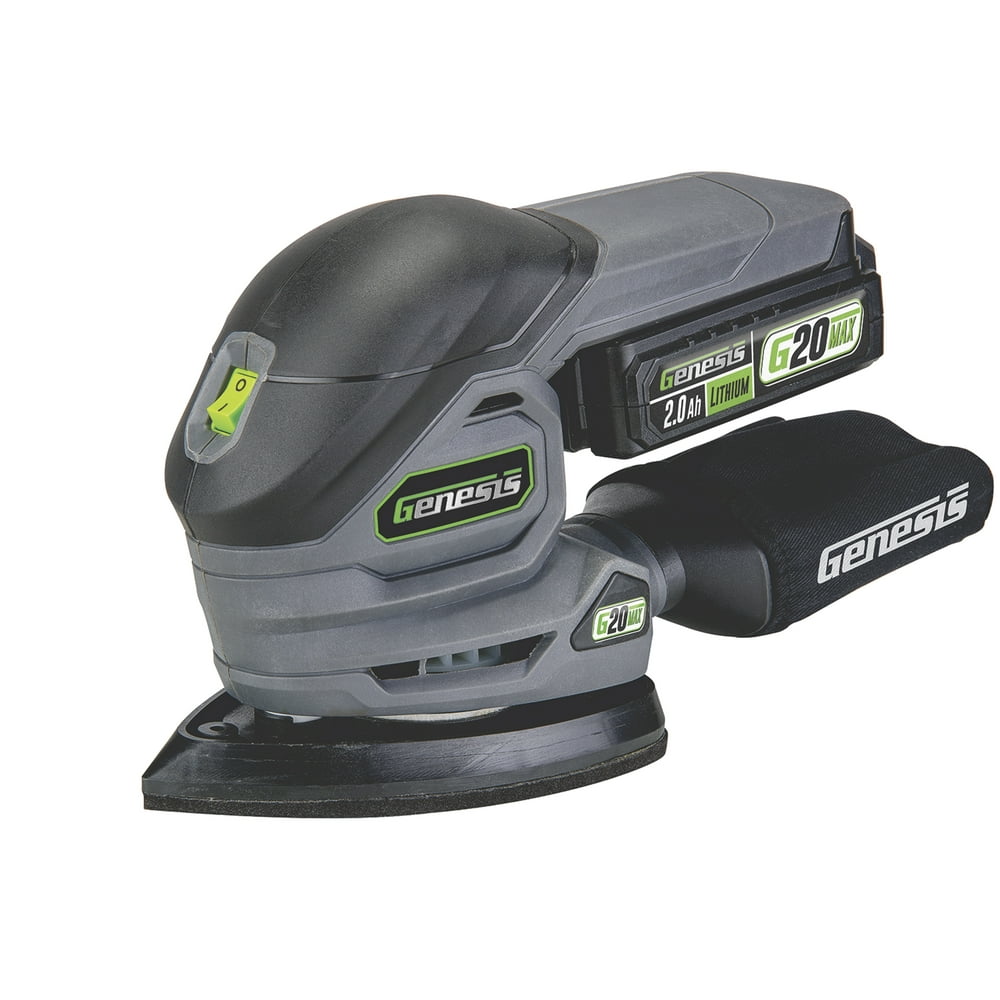 Genesis G20MAX 20V Cordless Detail Sander with Dust Bag, Sandpaper Assortment, Battery, and Charger - Image 1