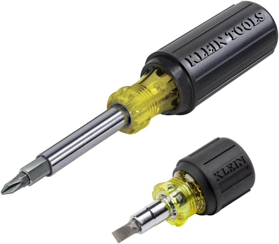 Klein Tools 80027 Screwdriver Set, 11-in-1 Multi-bit Screwdriver, 6-in-1 Stubby, Phillips, Slotted, Square, Torx Bits, 2-Piece - Image 1