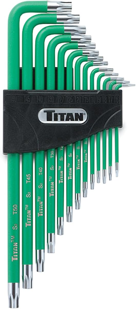 Titan Tools 12715 Extra-Long Arm Tamper Resistant Star Key Set - 13 Piece , Green, 1 - Image 1