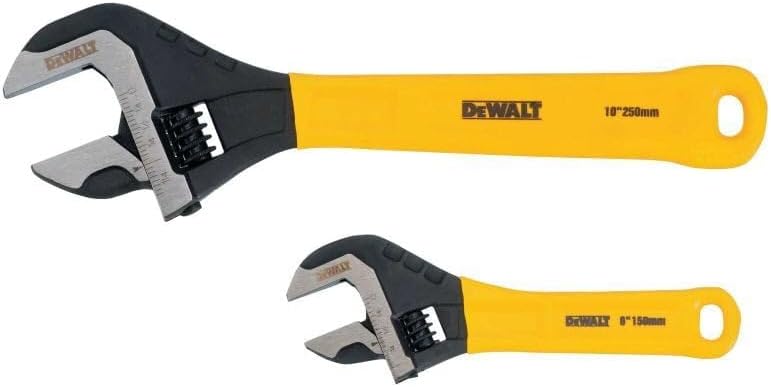 Dewalt DWHT75497 2 Pc. Dip Grip Adjustable Wrench, Yellow - Image 1
