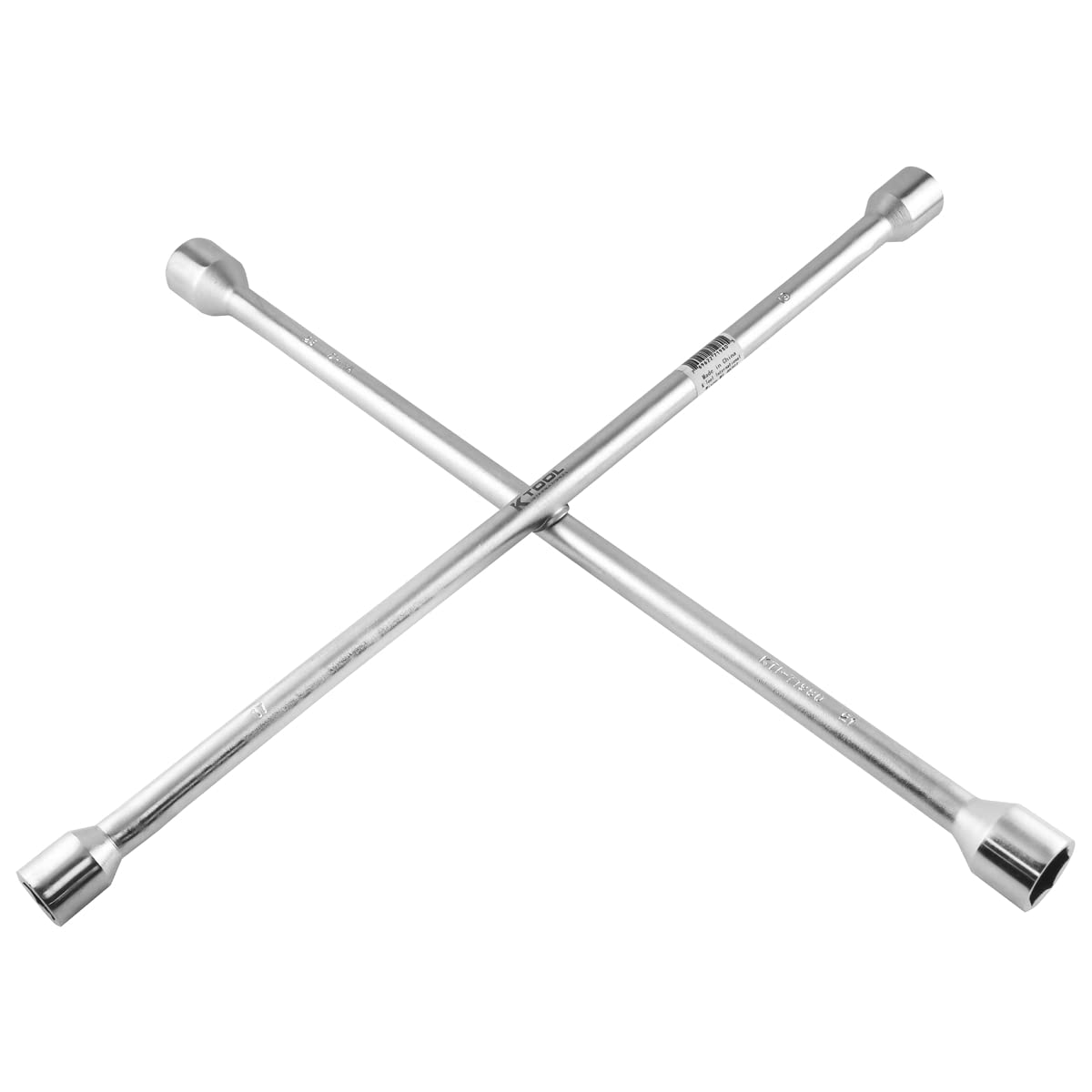 K Tool International 71980 4-Way Metric Lug Nut Wrench for Garages, Repair Shops and DIY, Cross Design, Drop Forged, Heat-Treated, Chrome Plated, Rust/Corrosion Resistant, Sizes 17, 19, 21, 23mm - Image 1