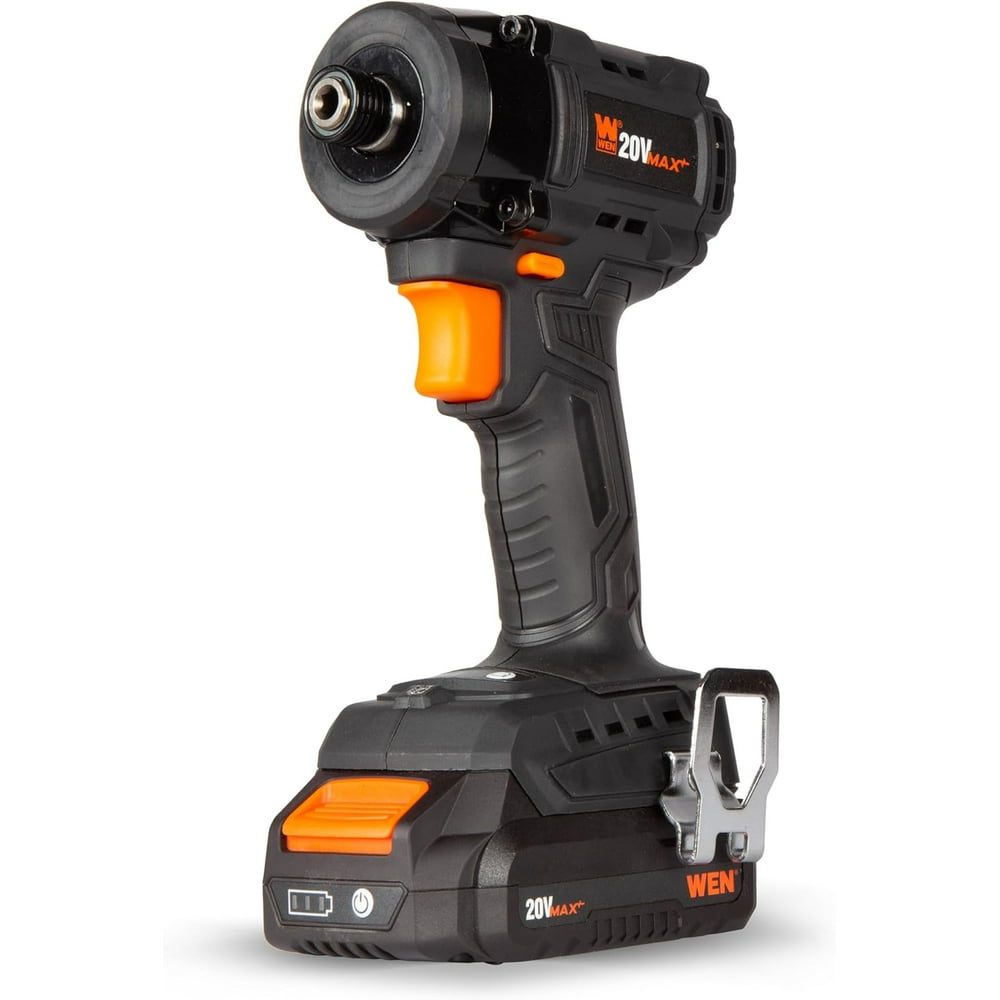 WEN 20V Max 1/4-Inch Brushless Cordless Compact 3-Speed Impact Driver with 2.0 Ah Lithium-Ion Battery and Charger (20136) - Image 1