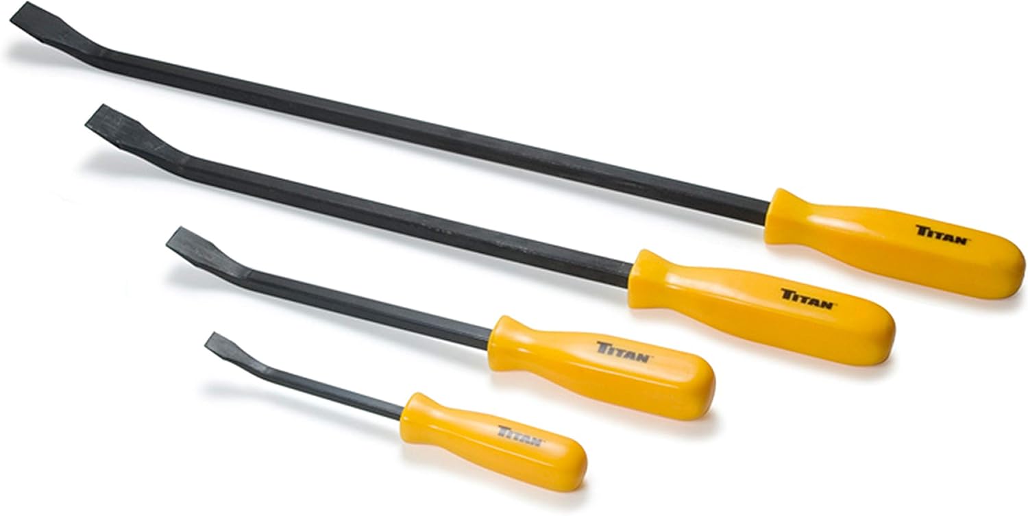 Titan 17101 4 pc. Pry Bar Set, Includes 8-Inch, 12-Inch, 18-Inch, and 24-Inch Pry Bars - Image 1