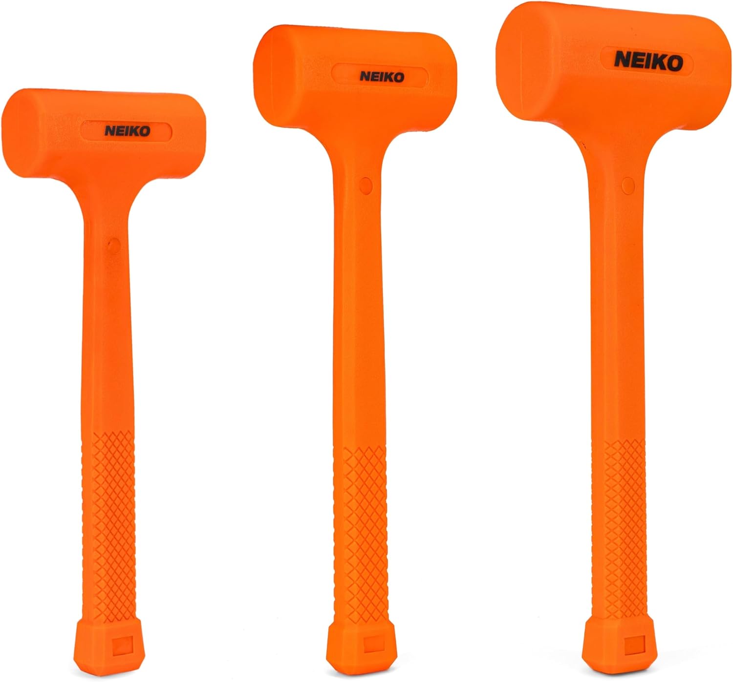 NEIKO 02888A Dead Blow Hammer Set, 3pc Neon Orange Deadblow Mallet, 1lb, 2lb, 3lb Hammers, Spark and Rebound Resistant, Unibody Molded, Checkered Grip - Image 1