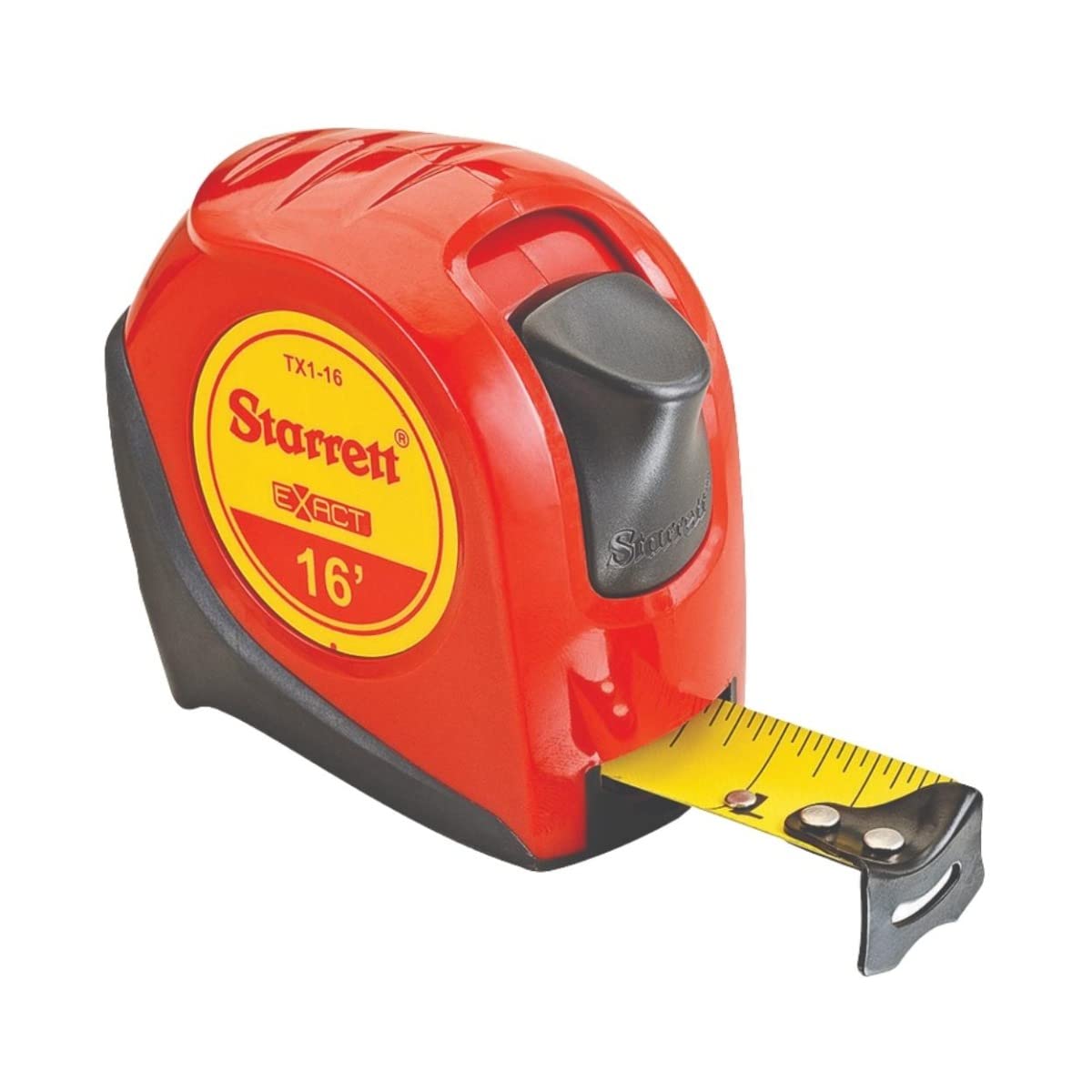 Starrett Exact Retractable Imperial Pocket Tape Measure with Nylon Coating, Self Adjusting End Hook, and Steel Belt Clip - 1" Width, 16' Length - KTX1-16-N - Image 1