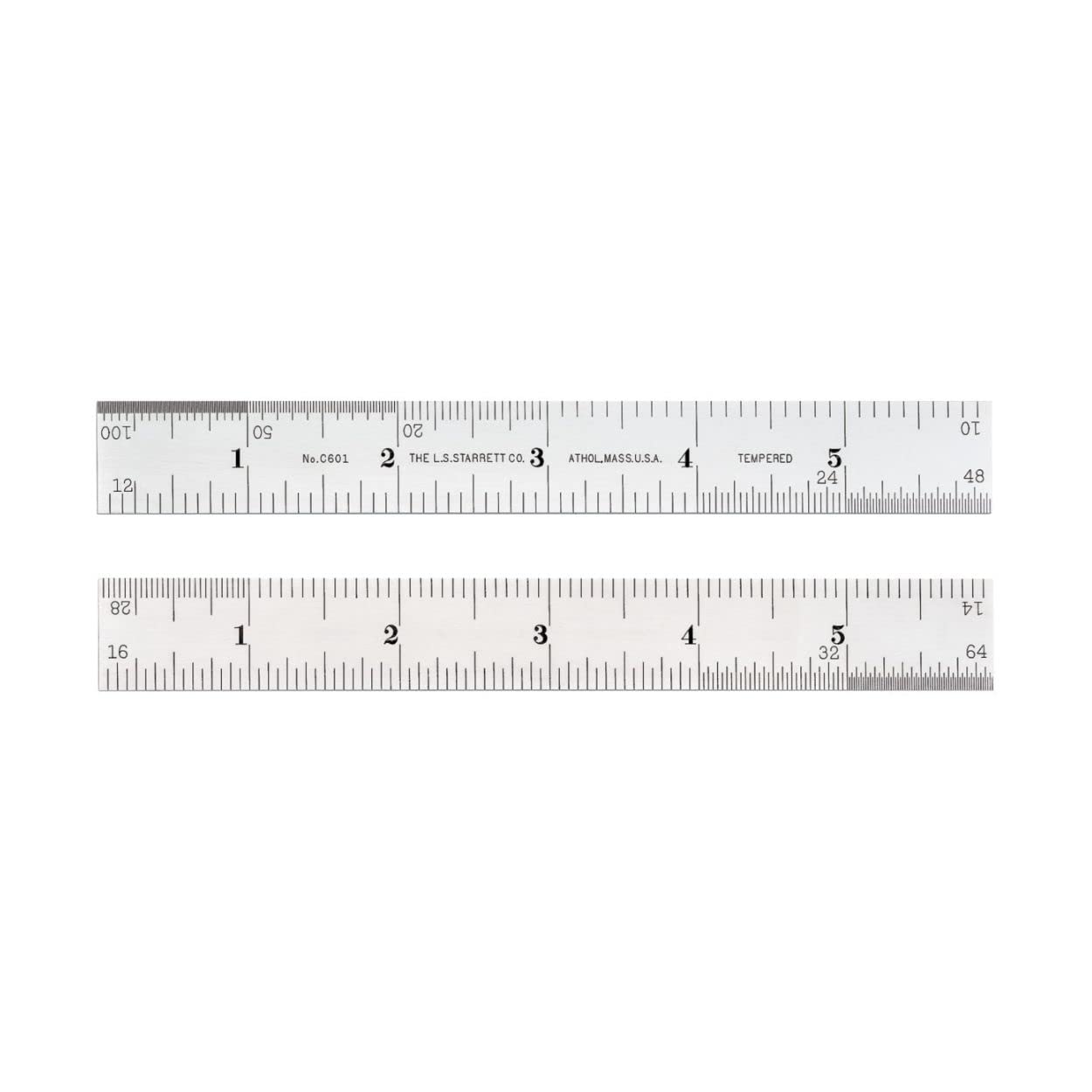 Starrett C601-6 Spring Tempered Steel Rule With Inch Graduations, 6" Length, 3/4" Width, 3/64" Thickness - Image 1