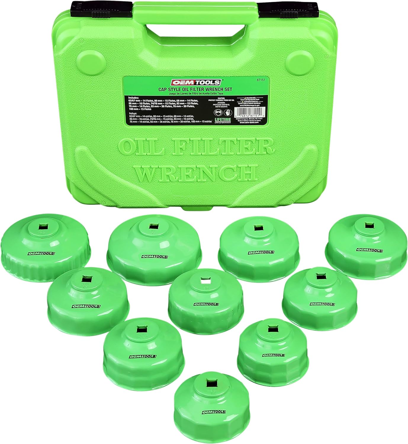 OEMTOOLS 87151 10-Piece Oil Filter Wrench Set, Oil Filter Removal Set Fits 3/8" Ratchet for Efficient Oil Filter Removal, Non-Slip Oil Filter Cup Set Grip, Rust-Resistant - Image 1