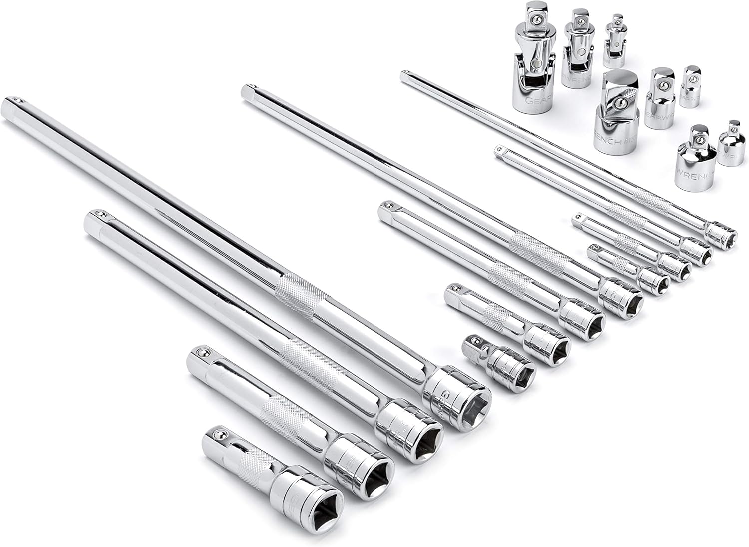 GEARWRENCH 20 Piece 1/4", 3/8", 1/2" Drive Extension, Universal Joint and Adapter Set - 81315A-07 - Image 1