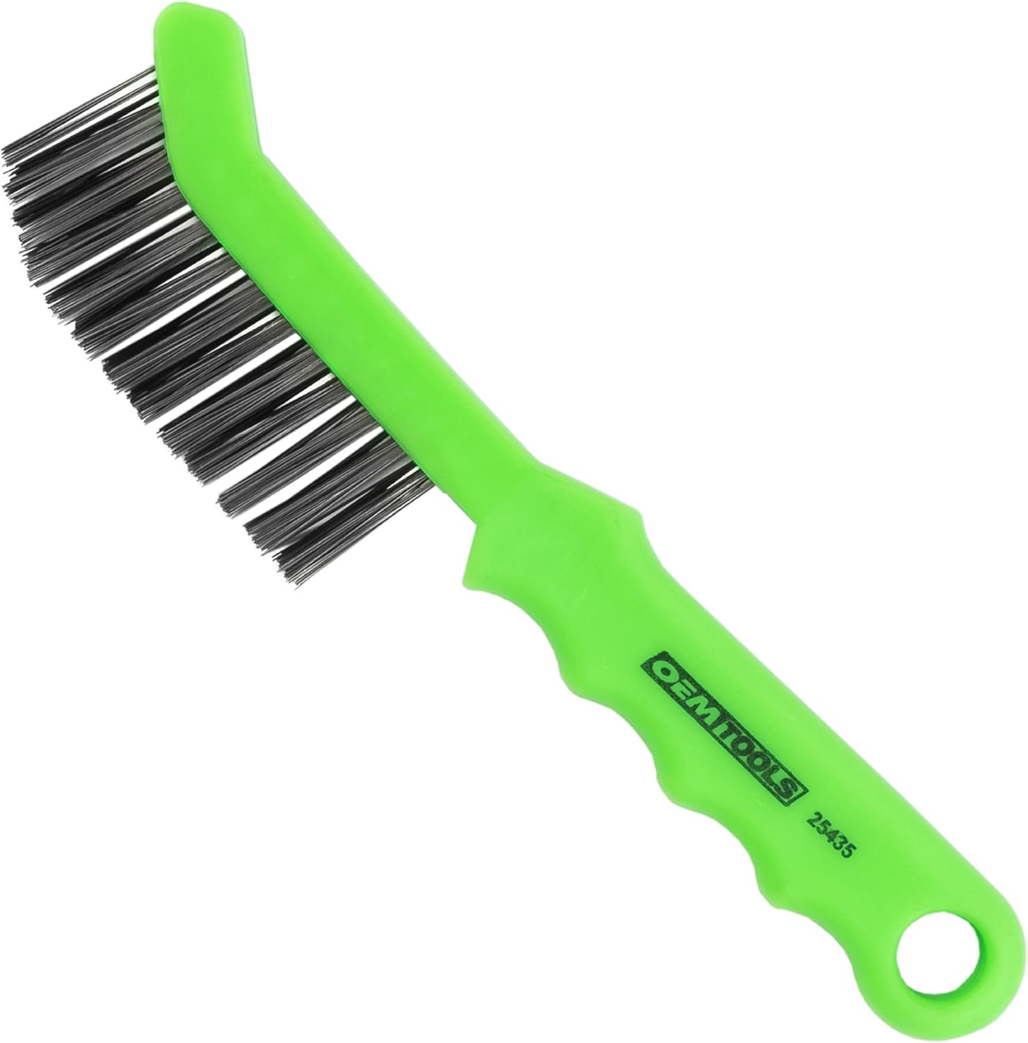 OEMTOOLS 25435 Brake Caliper Steel Wire Brush, Wire Brushes for Cleaning Rust, Angled Slim Design for Tight Areas, Molded Handle Grip - Image 1