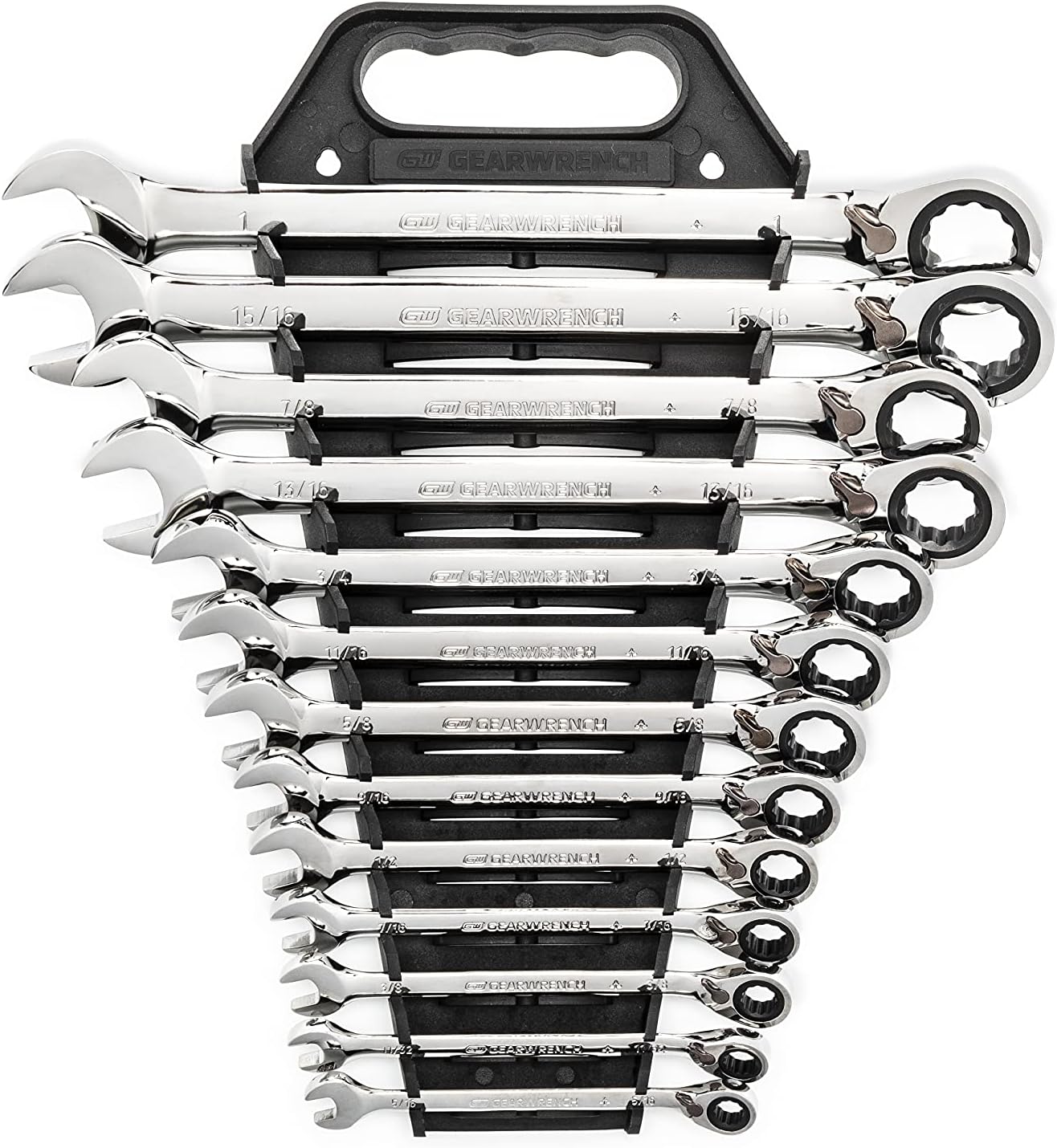 GEARWRENCH 13 Pc. 12 Pt. Reversible Ratcheting Combination Wrench Set, SAE - 9509N - Image 1
