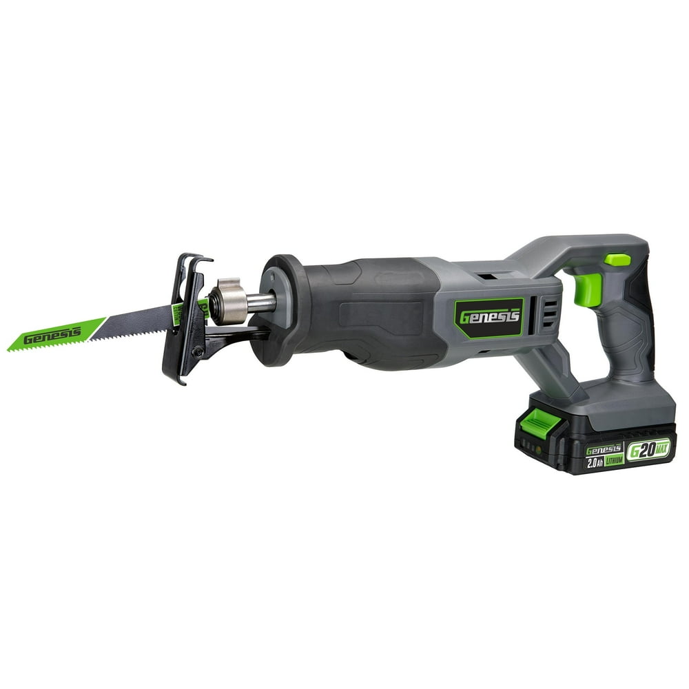 Genesis G20MAX 20V Variable-Speed Reciprocating Saw with 2.0Ah Battery & Charger, 1" Stroke Length, Tool-less Blade Clamp (GLRS20B) - Image 1