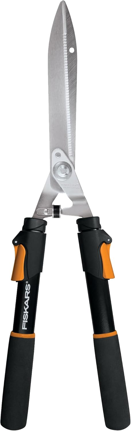 Fiskars Power-Lever Hedge Shears - 25"-33" Extendable Handle - Plant Cutting Scissors - Yard and Garden Tools - Orange/Black - Image 1