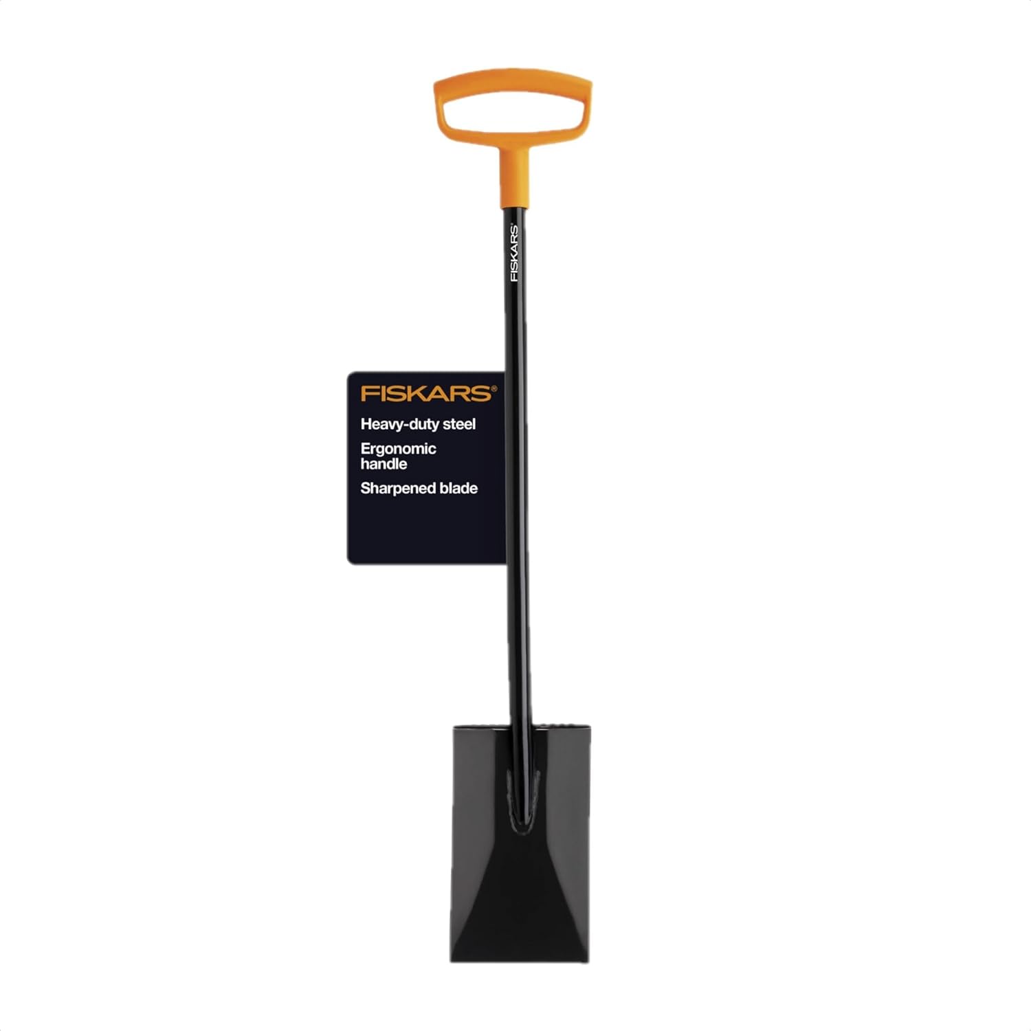 Fiskars 46" Spade Garden Shovel, Steel Flat Spade with Ergonomic D-Handle, Sharp Blade Square Shovel for Lawn Edging, Digging, Heavy Duty Yard Tool, Easy Cuts in Grass and Turf - Image 1