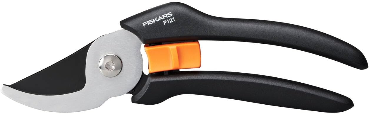 Fiskars bypass pruning shears for fresh branches and twigs, non-stick coated, steel blades/FibreComp handles, black/orange, Solid, P121, 1057160 - Image 1
