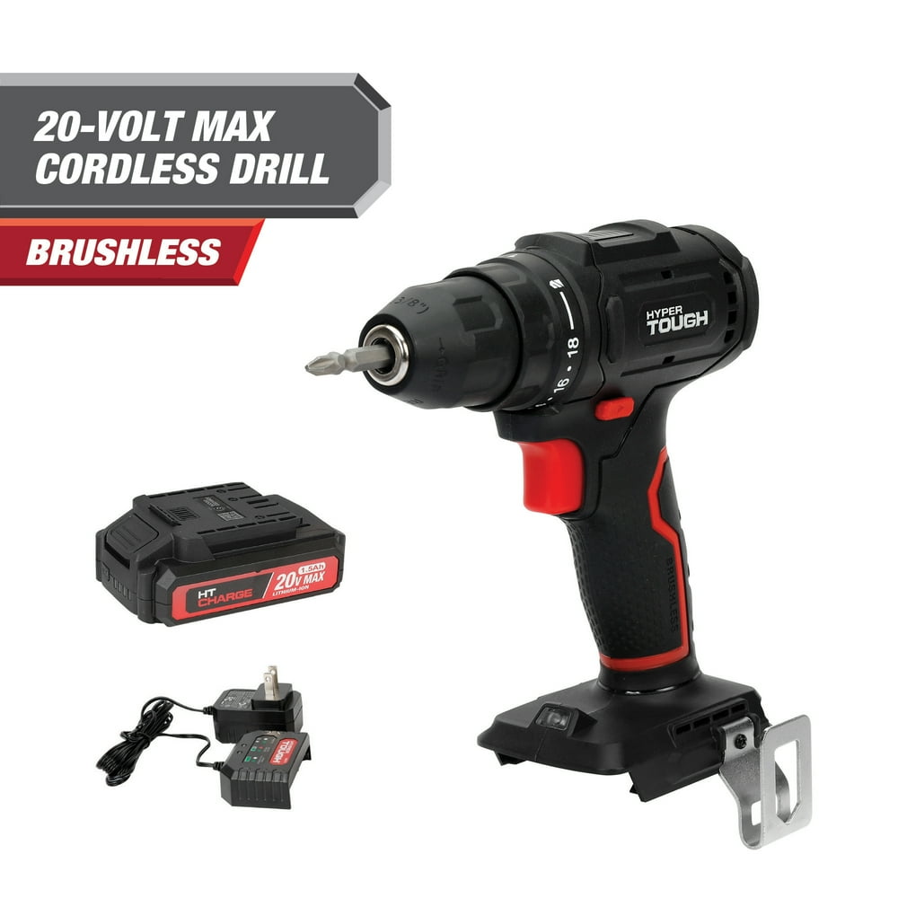 Hyper Tough 20V Max Brushless Cordless Drill Driver with 1.5Ah Lithium-Ion Battery and Charger - Image 1