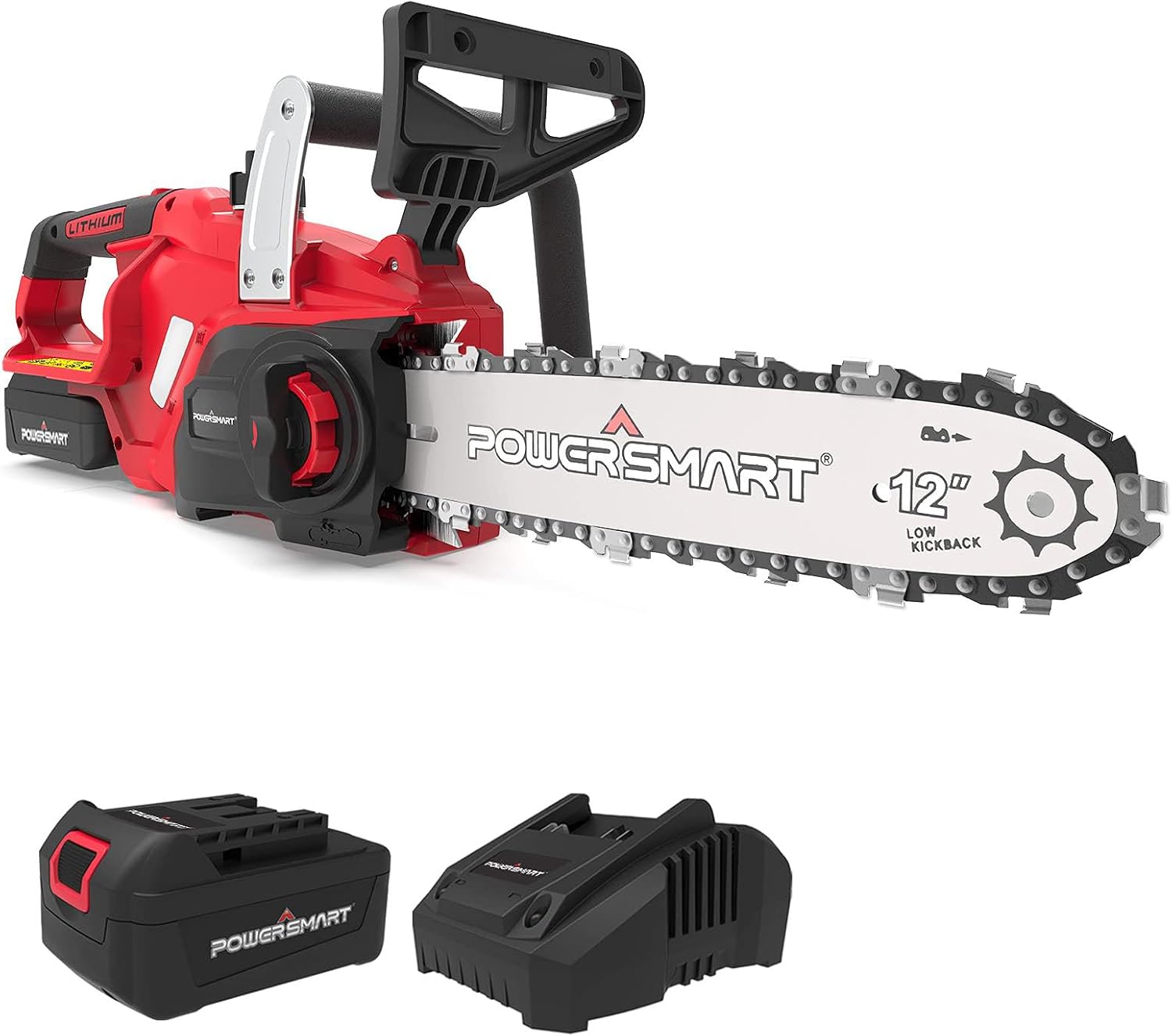 PowerSmart Cordless Chainsaw, 20V 12-Inch Electric Chainsaw with Auto Chain Tension & Lubrication, Battery Powered Chain Saw for Wood Cutting & Trimming (4.0Ah Battery and Fast Charger Included) - Image 1