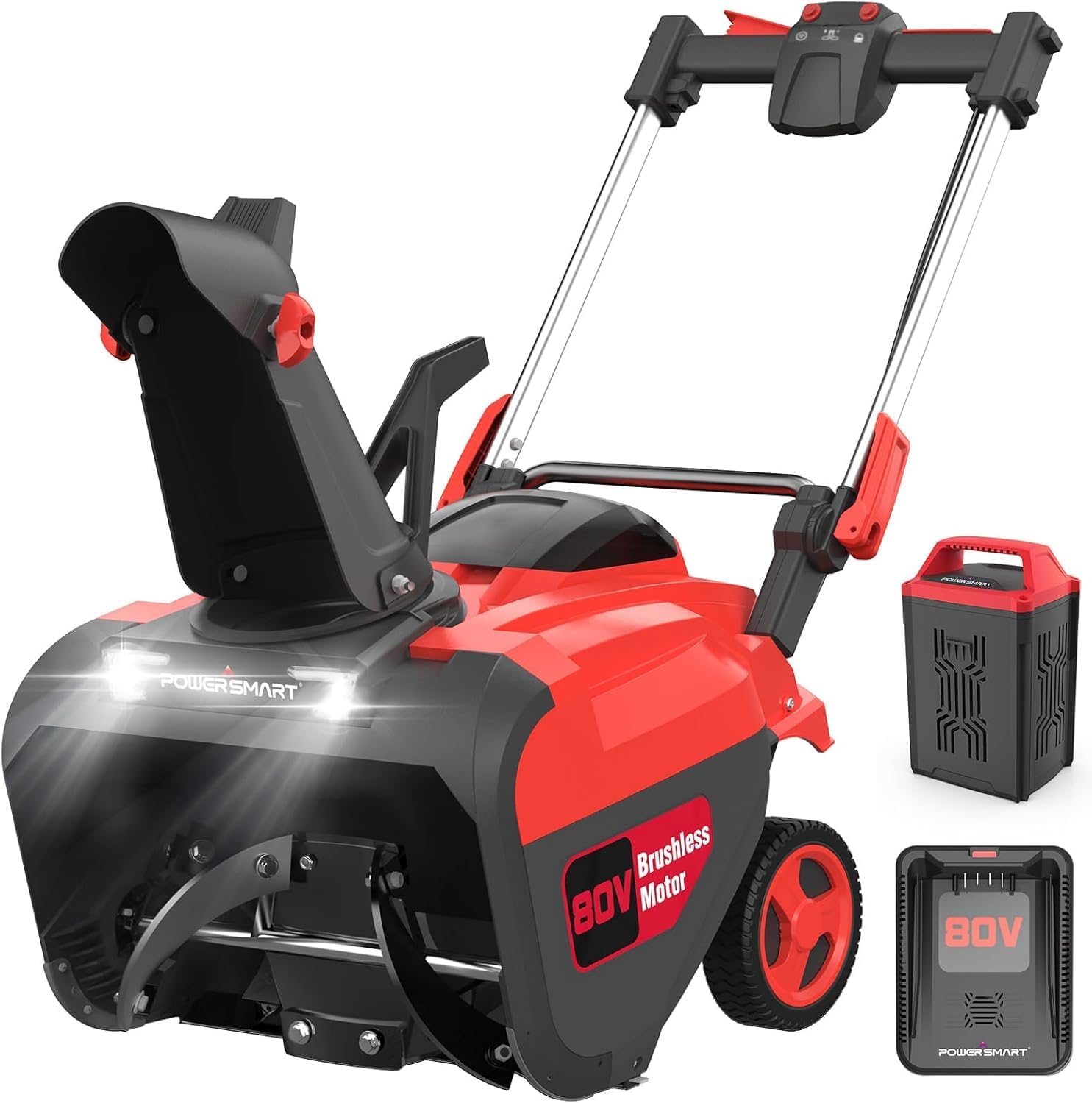 PowerSmart 80V MAX 21-Inch Cordless Single Stage Snow Blower, 6.0Ah Battery, Charger - Image 1