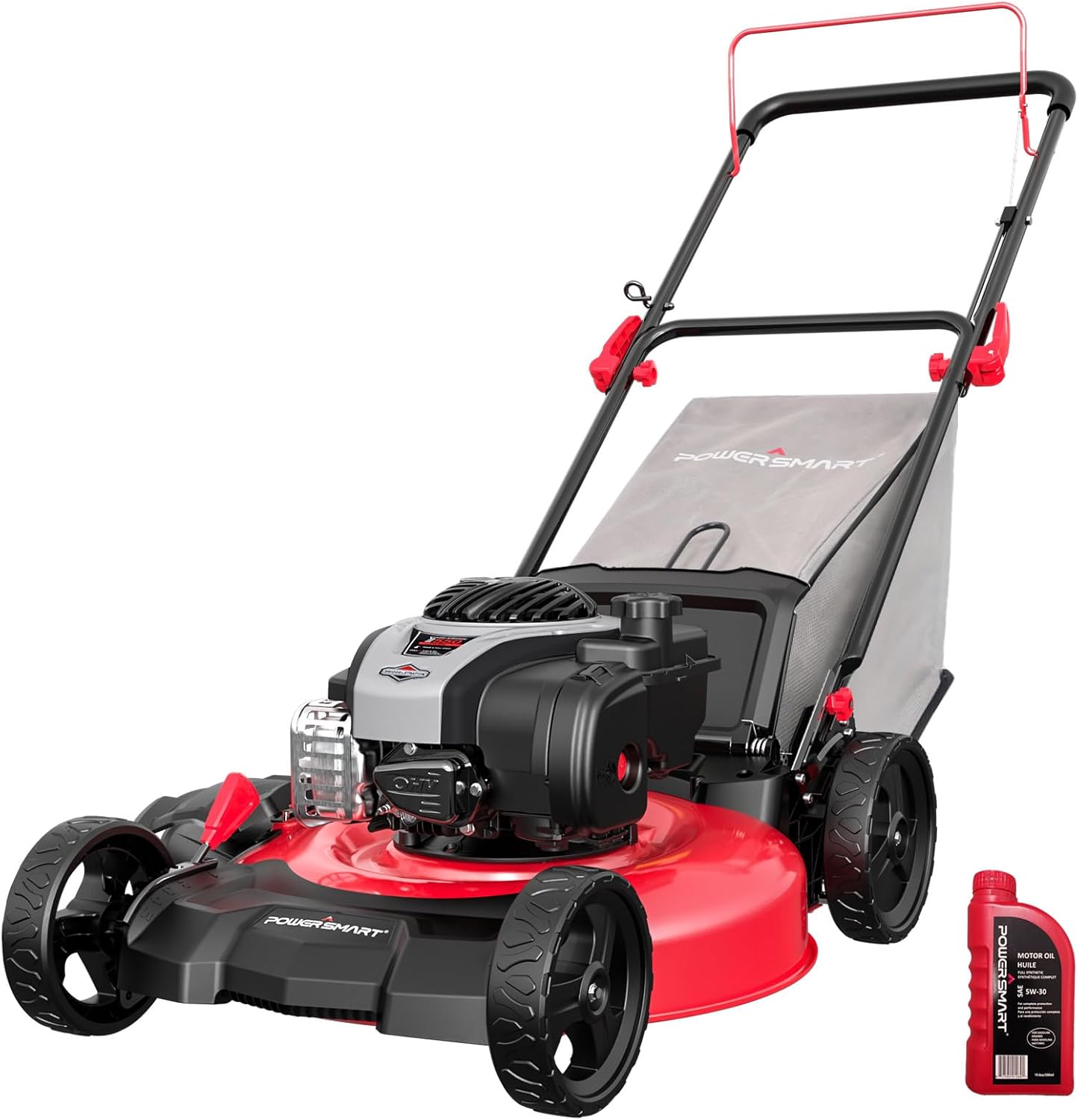 PowerSmart 21-Inch 3-in-1 Gas Push Lawn Mower - 140cc 4-Stroke OHV Engine, 6 Height Adjustments, 1.4 Bushel Grass Catcher - Image 1