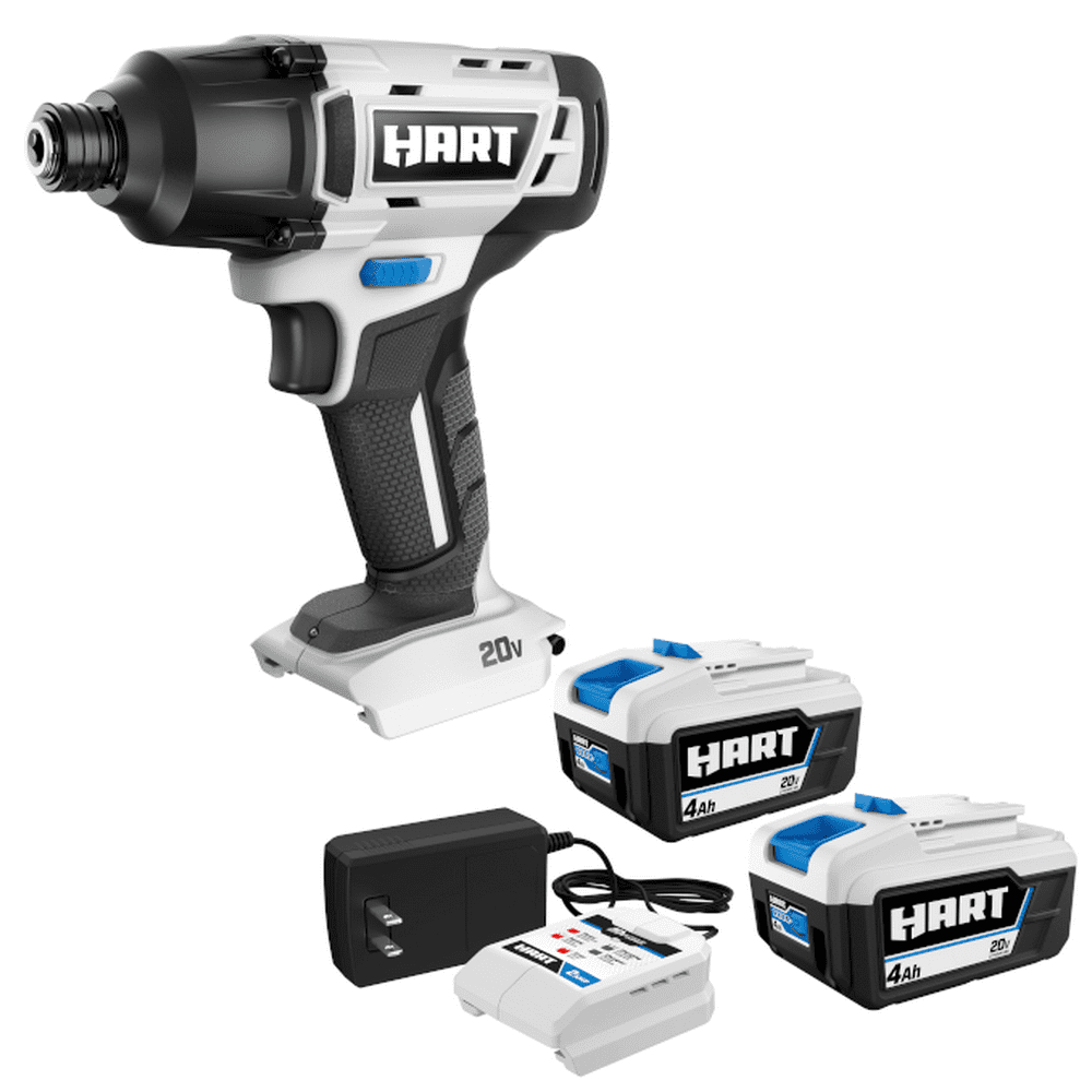 HART 20-Volt Cordless 1/4” Hex Impact Driver 2-Pack 4AH Battery Kit Bundle - Image 1