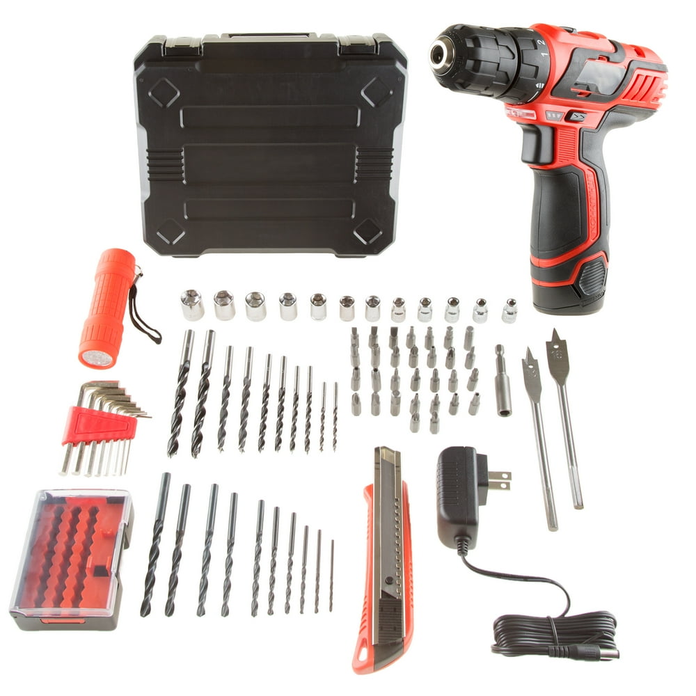 Stalwart 75-Piece 12V Cordless Drill Accessories Set with LED Flashlight - Image 1