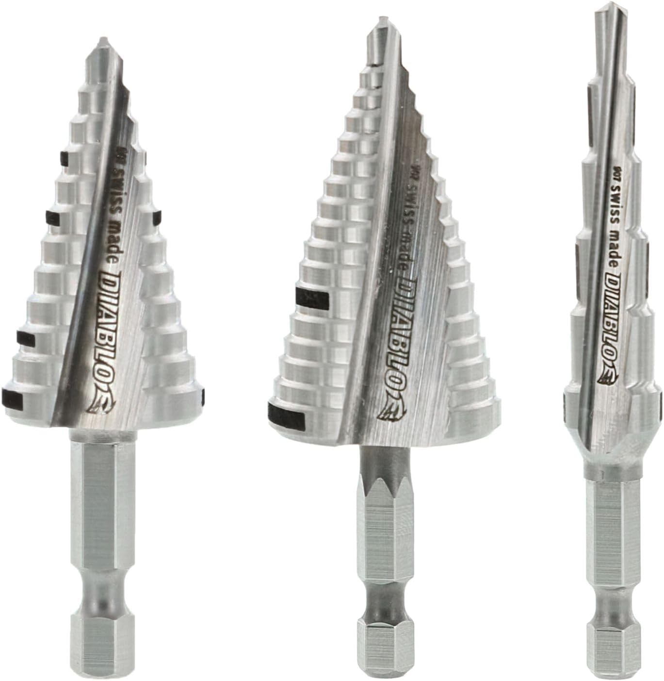 Diablo Impact Strong Step Drill Bit Set - Fast, Precise Drilling in Thin Metals, Plastic and Steel - Split Point Tip, Optimized Dual Flute Design, 3-Piece Set - DSDS003 - Image 1