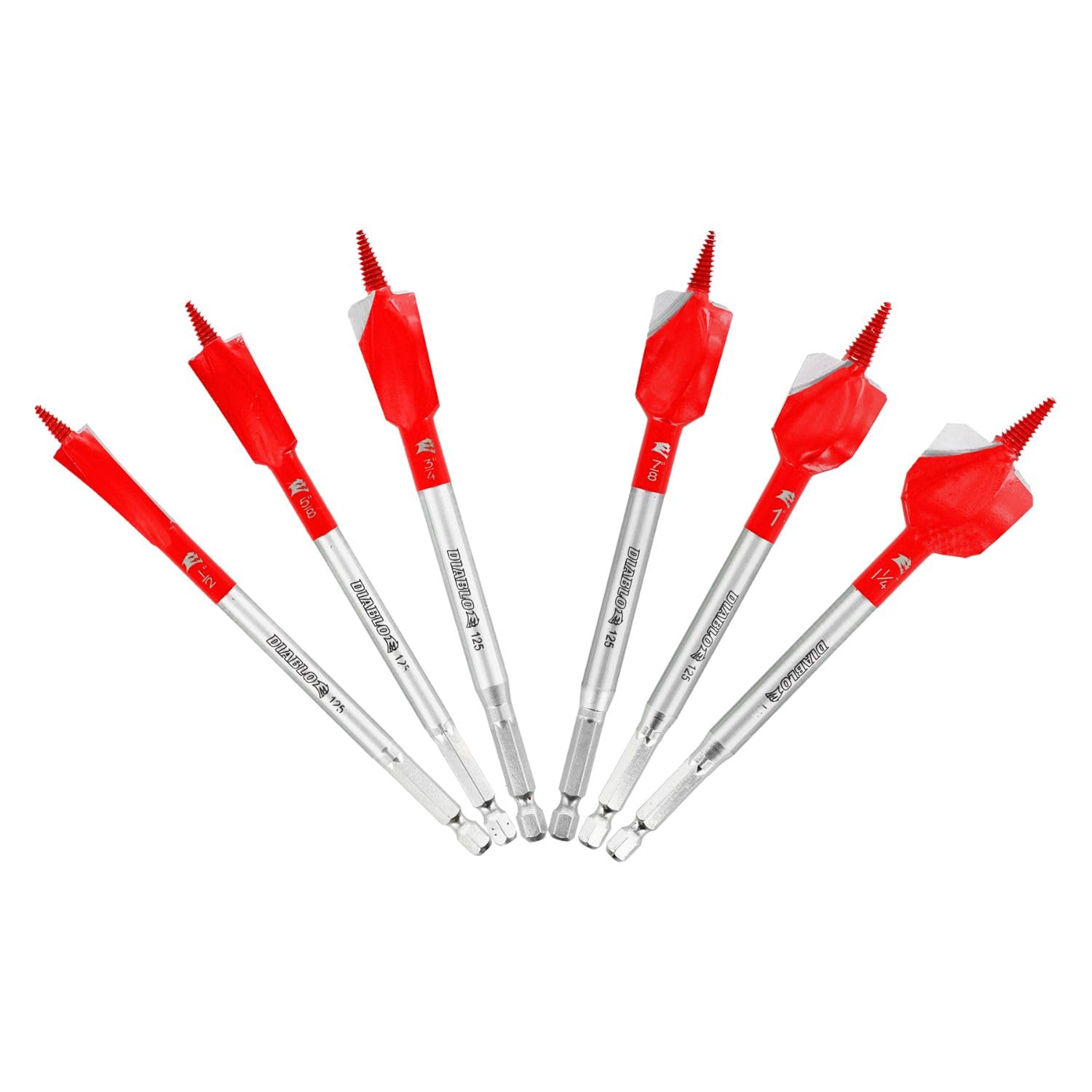 Diablo 6-Piece Set Demo Demon Spade Bit for Nail-Embedded Wood, Ultra-Durable and Long-Lasting - 6" Length- DSPD4920-S6 - Image 1