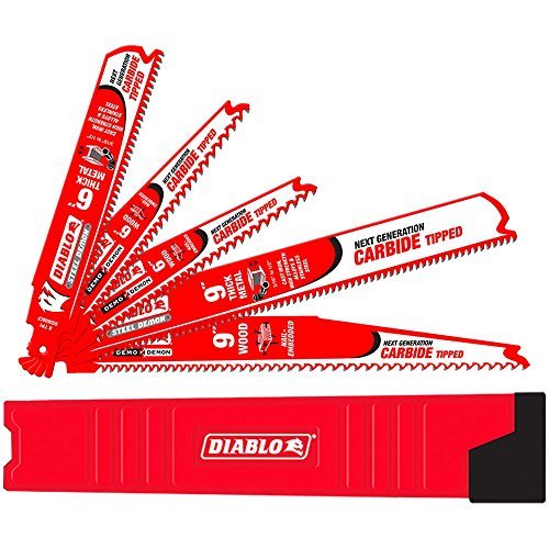 Diablo Steel Demon/Demo Demon Reciprocating Saw Blade Set, Cuts Nail-Embedded Wood & Thick Metal - Carbide Teeth, 6"/9" Lengths, 5-Pieces Blade Variety Pack - DS005SC - Image 1