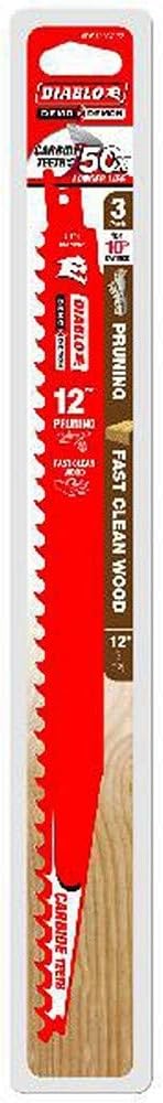 Diablo Demo Demon Carbide Teeth Reciprocating Saw Blades for Pruning and Clean Wood - Carbide Teeth - 12" Length, 3 TPI, 3-Pack - DS1203CP3 - Image 1