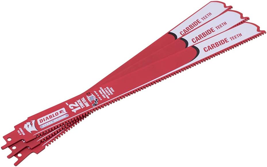 Diablo Steel Demon Carbide Teeth Reciprocating Saw Blade for Thick Metal - 12" Length, 8 TPI, 3-Pack - DS1208CF3 - Image 1