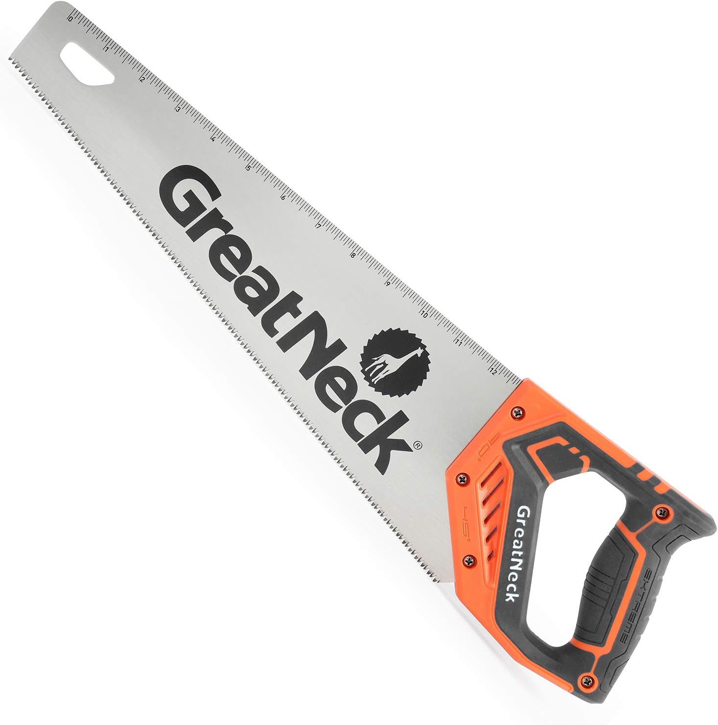 15 Inch Handsaw, Aggressive Tooth Hand Saw for Wood Cutting, Alloy Steel 9 TPI Blade, Anti-Slip Composite Handle, Ruler on Blade for Accurate Cuts, GreatNeck 74001 Hand Saw - Image 1