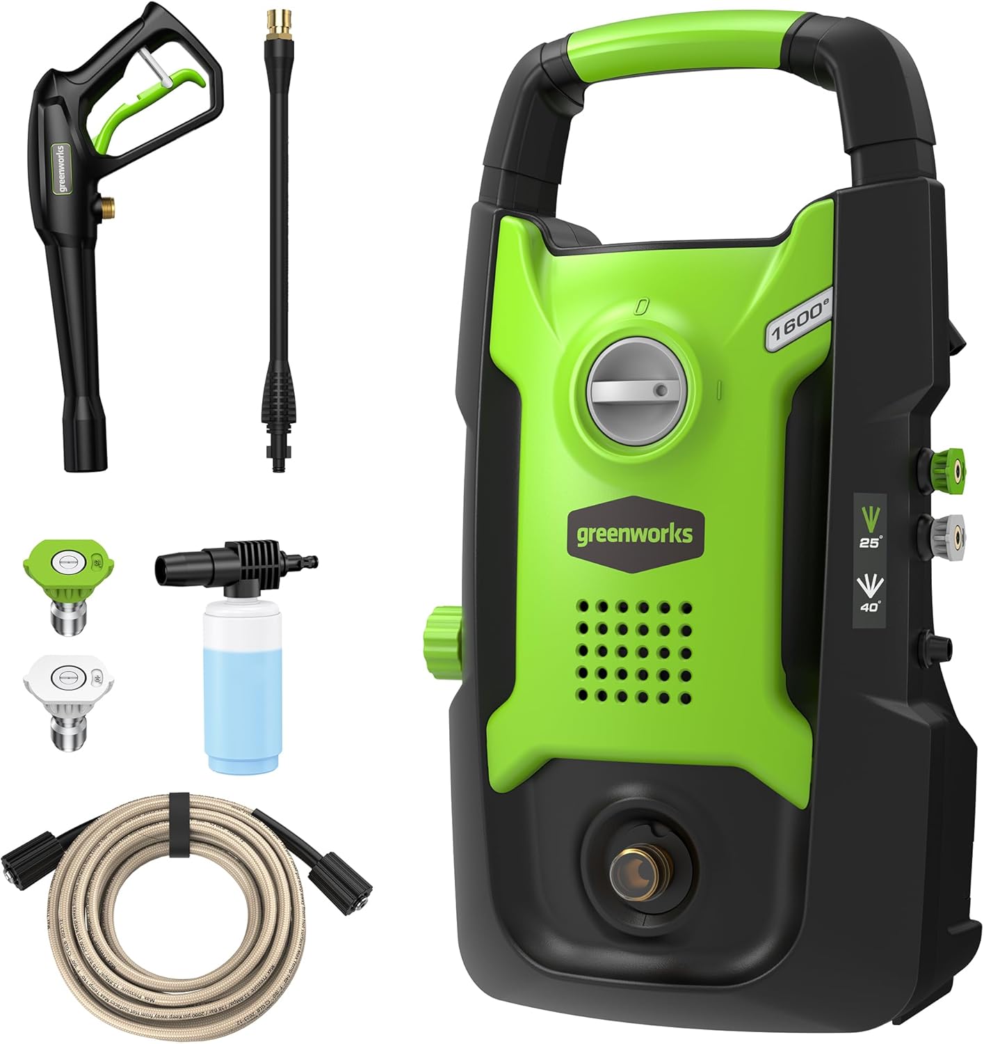 Greenworks Compact Electric Pressure Washer, 1.2 GPM (CSA Certified, Lightweight, 20 FT Tangle-Free Hose, 35 FT Power Cord) Great For Cars, Fences, Patios, Driveways, Decks and Patios - Image 1