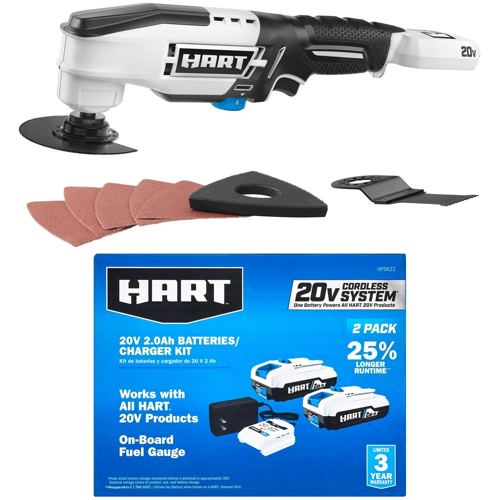 HART 20-Volt Multi-Tool with 2-Pack 2Ah Battery and Charger Starter Kit Bundle - Image 1