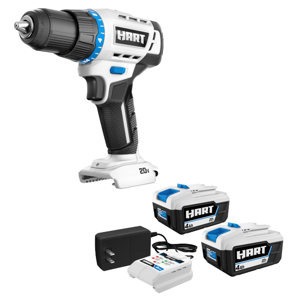 HART 20-Volt 1/2” Drill/Driver 2-Pack 4AH Battery Kit Bundle - Image 1