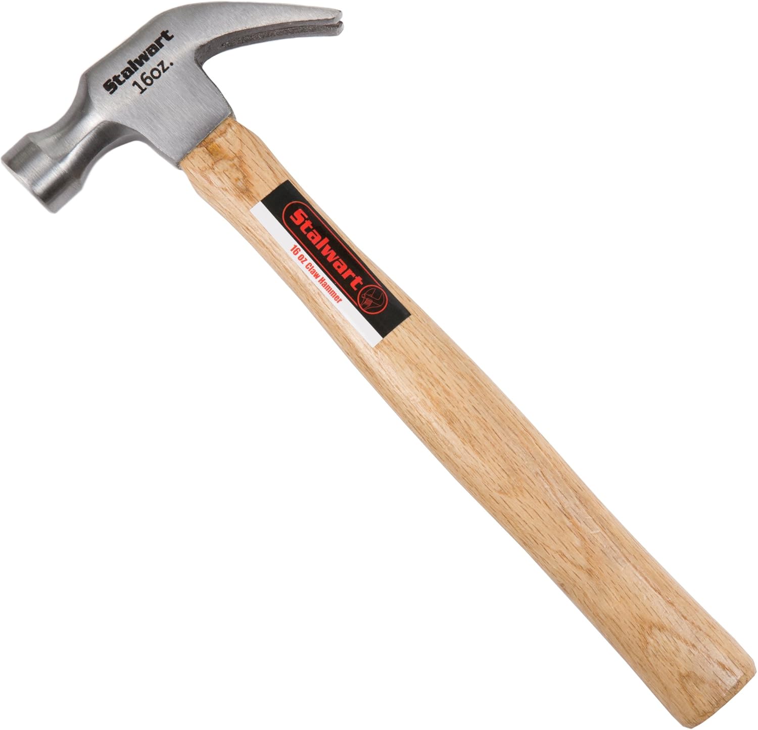 16-Ounce Claw Hammer - Basic Hand Tool for DIY and Woodworking with Natural Wood Anti-Vibration Handle and Drop-Forged Steel Head by Stalwart - Image 1