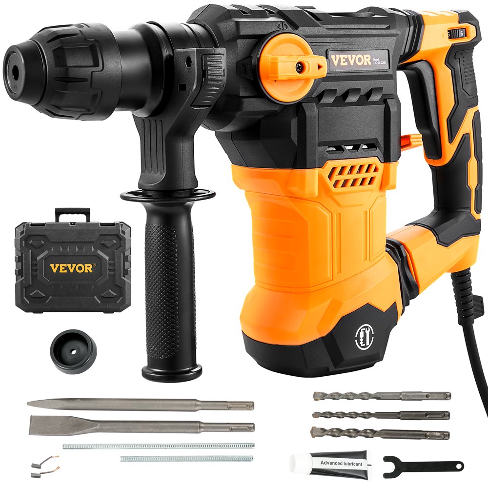 VEVOR 1-1/4inch SDS-Plus Rotary Hammer Drill, 13 Amp Corded Drills, Heavy Duty Chipping Hammers w/Vibration Control & Safety Clutch, Electric Demolition Hammers Variable Speed, Power Tool For Concrete - Image 1