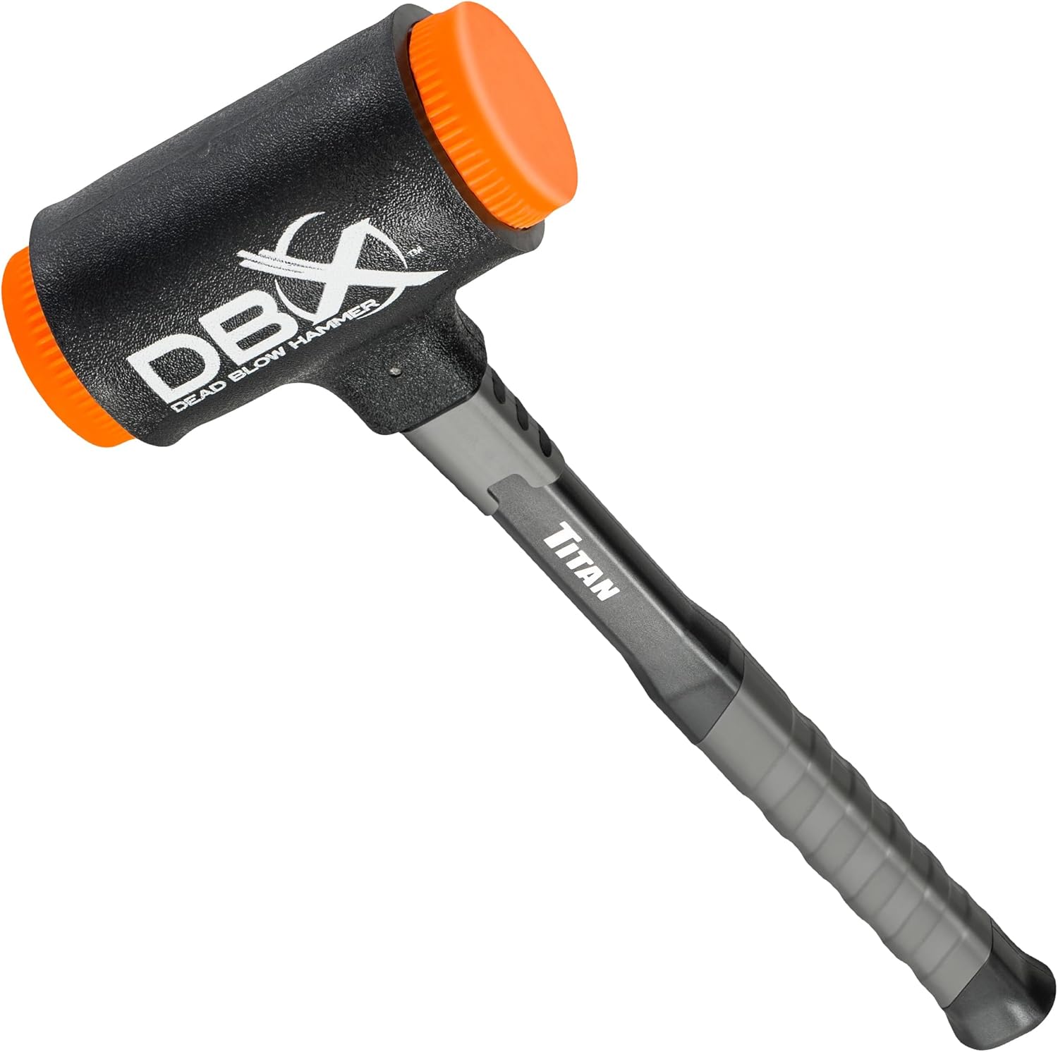 Titan DBX 63628 28oz Dead Blow Hammer with Interchangeable Polyurethane Striking Faces, Rebound Resistant, 14" Shock Absorbing Fiberglass Handle with Textured Grip - Image 1