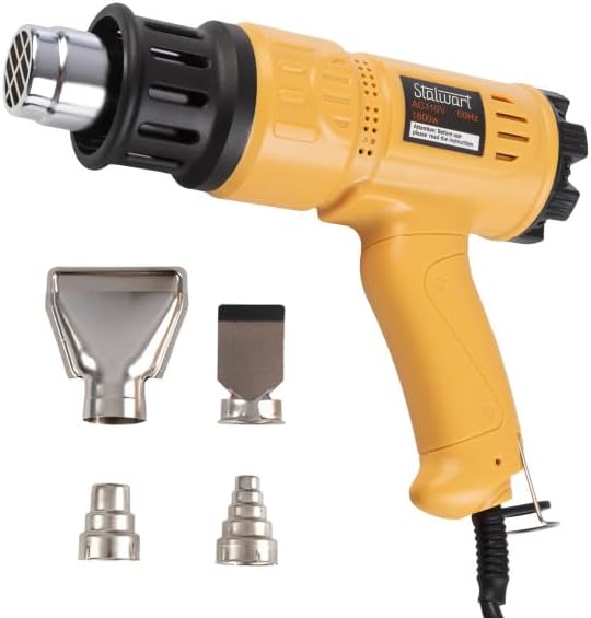 Heat Gun - Dual Temperature Heating Gun with 122-1112°F Range, Overload Protector, and 4 Nozzles for Crafts, Shrink Tube or Paint Removal by Stalwart - Image 1