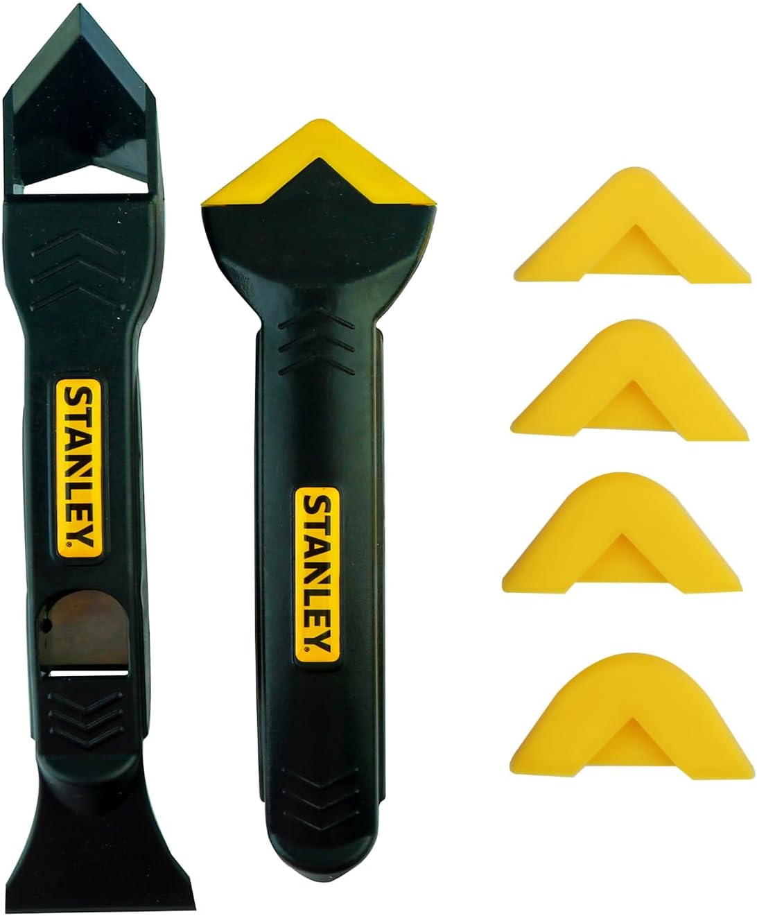 Stanley Silicone Trowel Set - Silicone Caulking Tool Caulk Remover, Silicone Sealant Scraper and Finishing Tool for Smooth Sealant Lines with Exchangable Heads, 1 Pack - Image 1