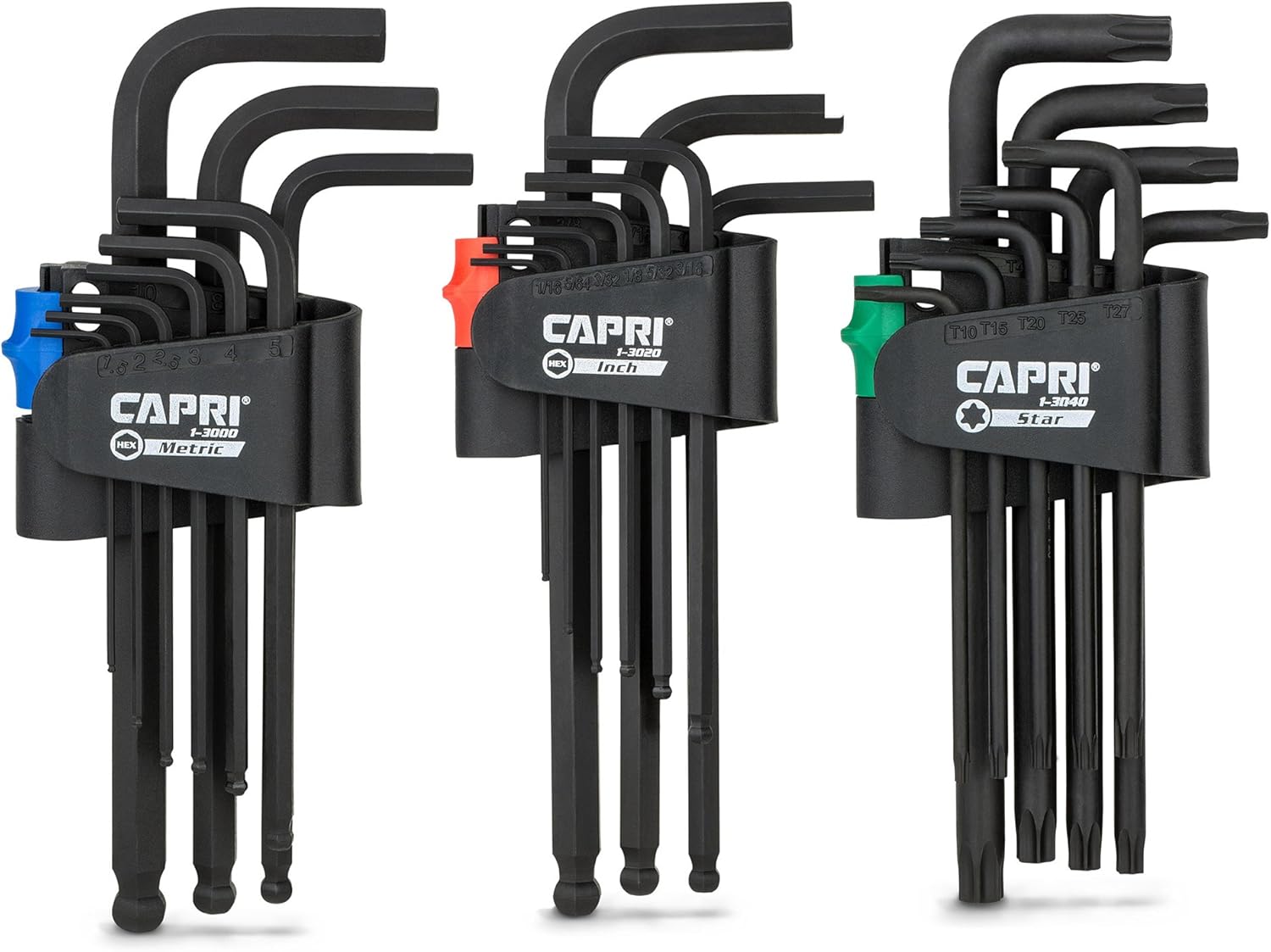 Capri Tools Hex and Torx Key Set, Long Arm, Hex Ballpoint End, Metric & SAE - Image 1