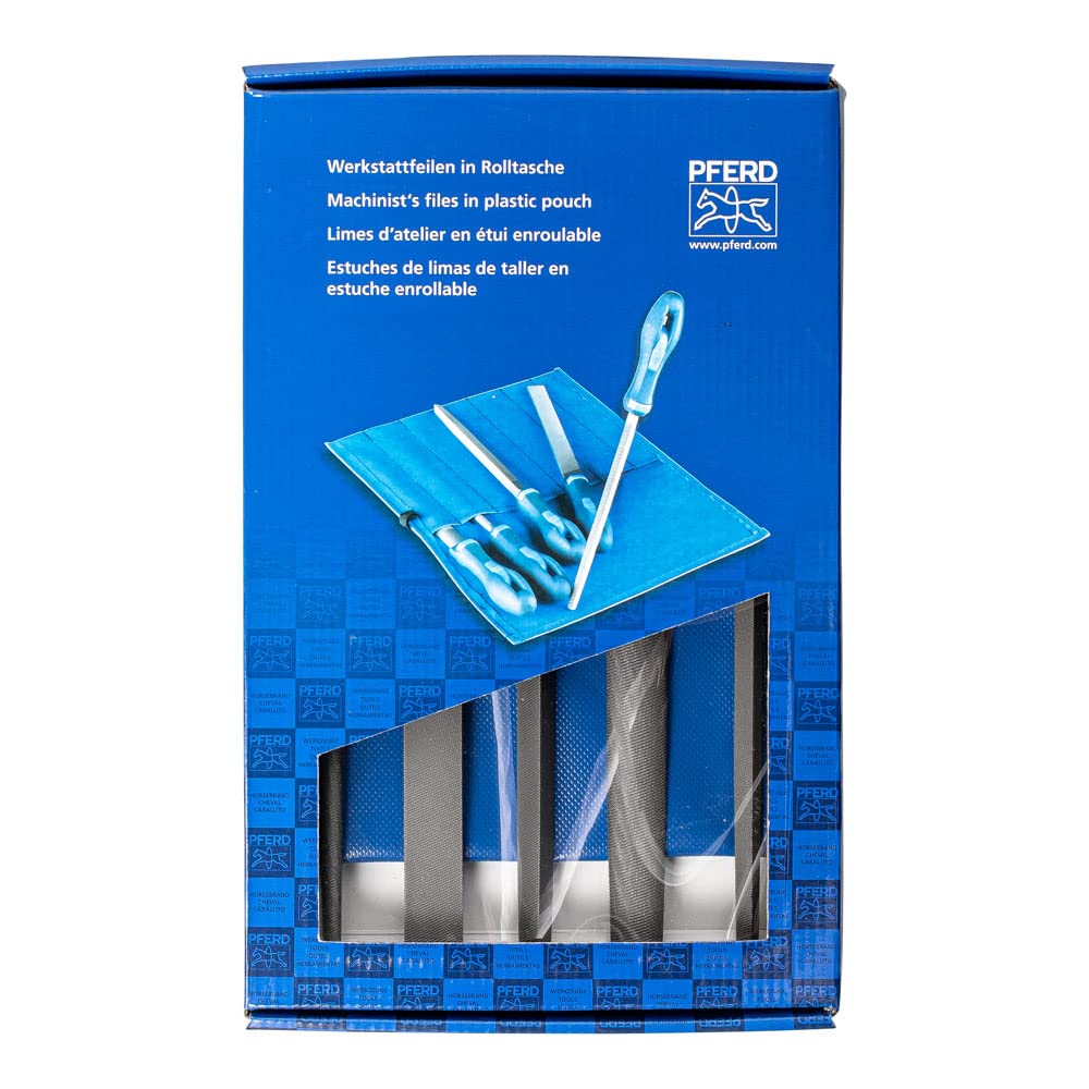 PFERD 10" Machinist File Set, 5-Piece – American Pattern, WRU 541 Type – Second Cut for Efficient Stock Removal – with Ergonomic Handles & Plastic Pouch – Part #16080 - Image 1