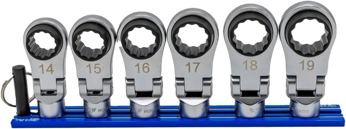 VIM 6 PC. 12PT Nano Flex Offset RATCHETING Attachment Set - 3/8" Drive (14-19MM) - Image 1