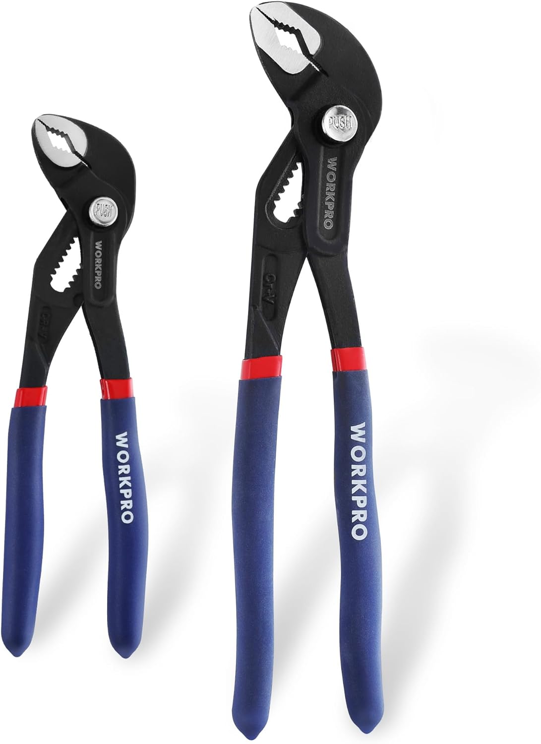 WORKPRO 2 Piece Groove Joint Pliers Set, 7 & 10-Inch Fast Adjustable Water Pump Pliers, V-Jaw Tongue and Groove Pliers in CRV Steel - Image 1