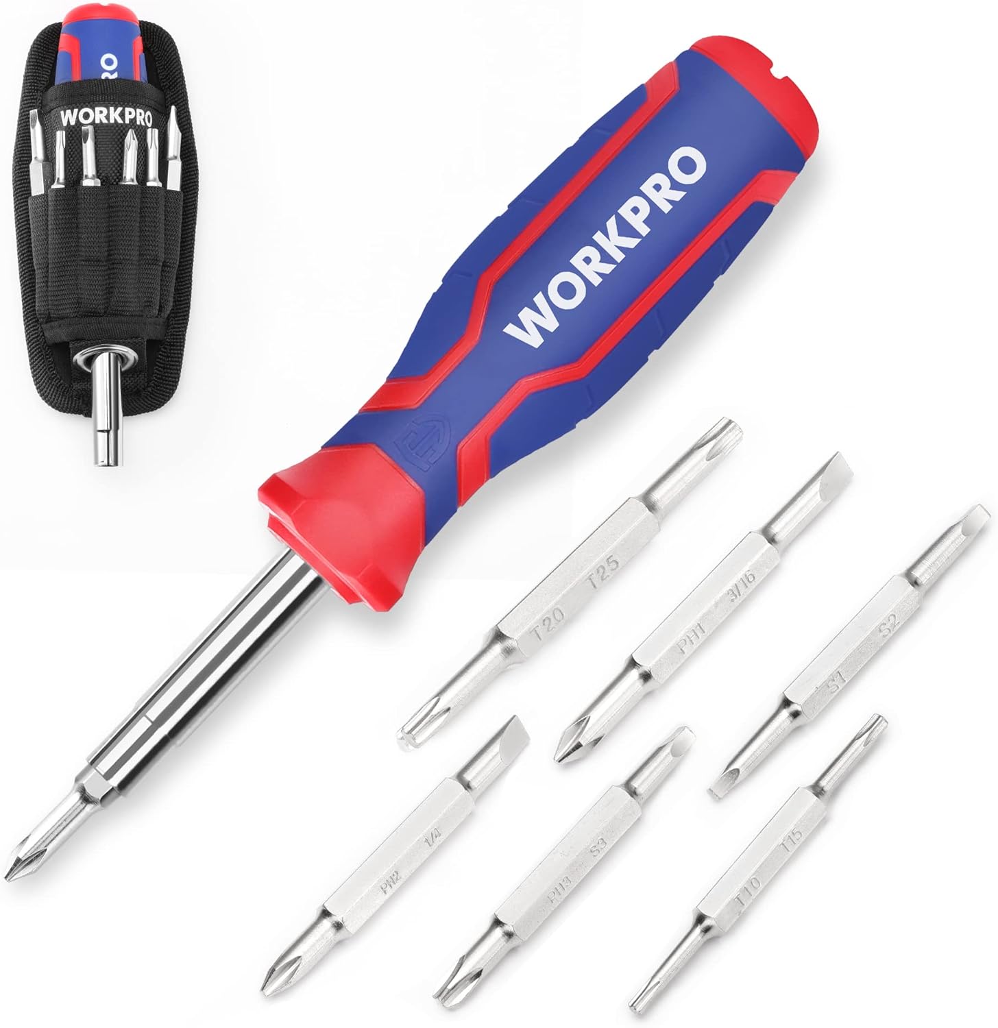 WORKPRO 15-in-1 Multi-bit Screwdriver Set Tool All in One, Portable Multi-purpose Screw-driver, Slotted/Philips/Torx/Square - Image 1