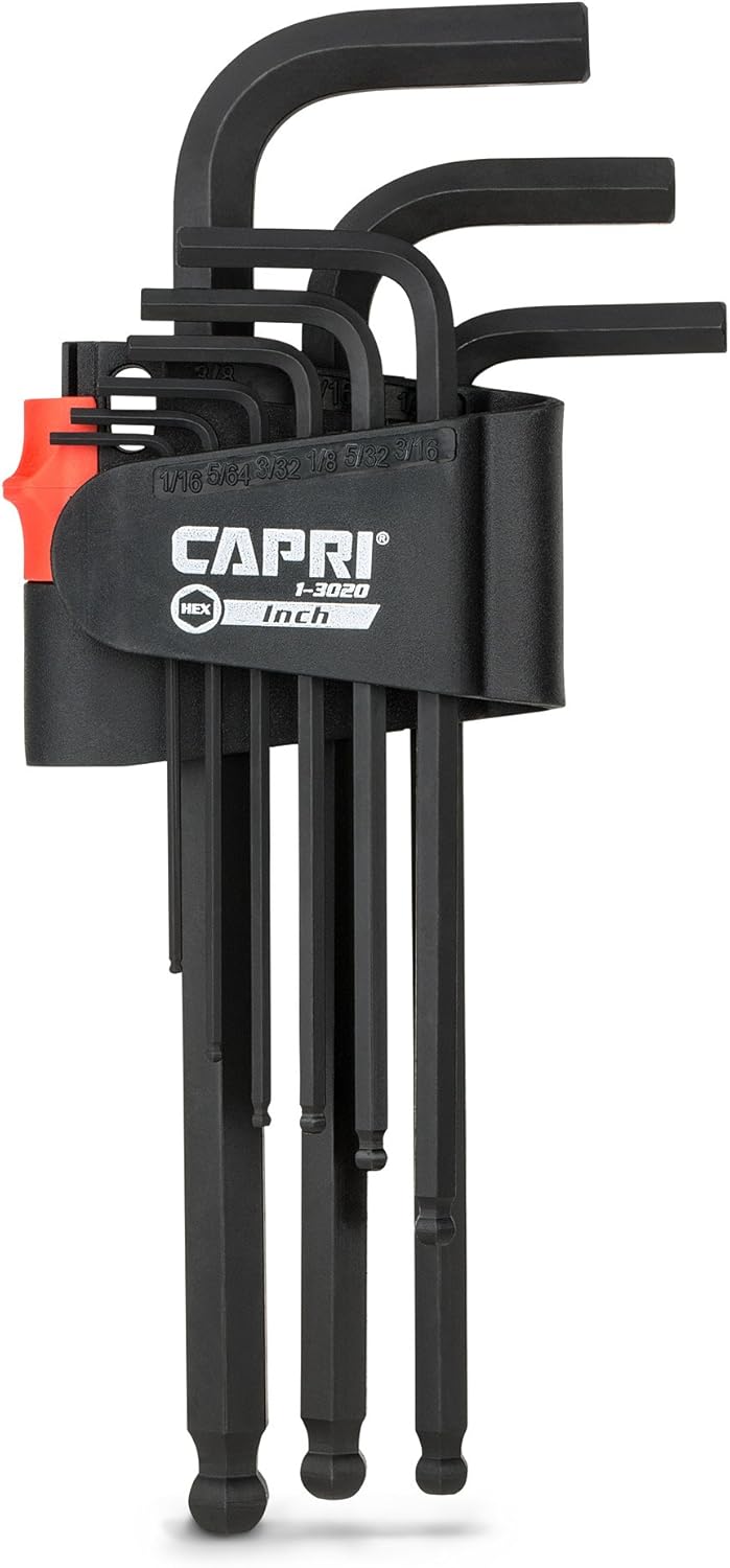 Capri Tools Hex Key Wrench Set, Long Arm Ballpoint End, SAE, Premium S2 Steel - Image 1