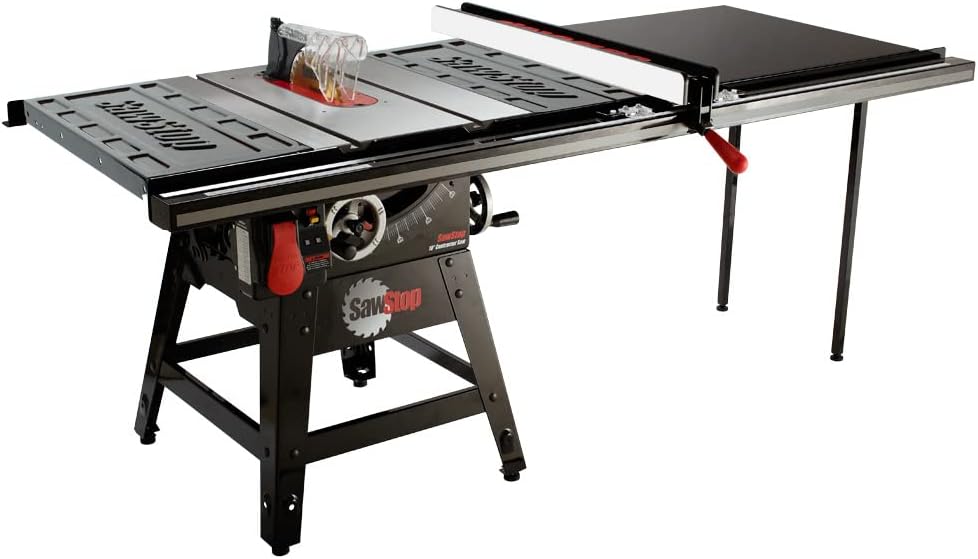 SAWSTOP 10-Inch Contractor Saw, 1.75-HP, 52-Inch Professional T-Glide Fence System (CNS175-TGP252) - Image 1